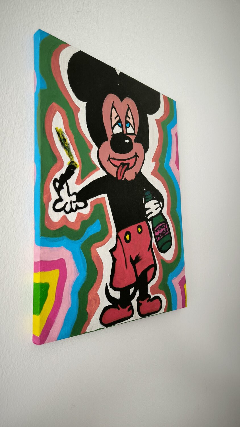Mickey get's drunken - Tanya Silva - Acryl auf Leinwand