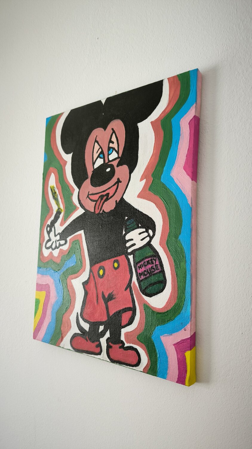 Mickey get's drunken - Tanya Silva - Acryl auf Leinwand