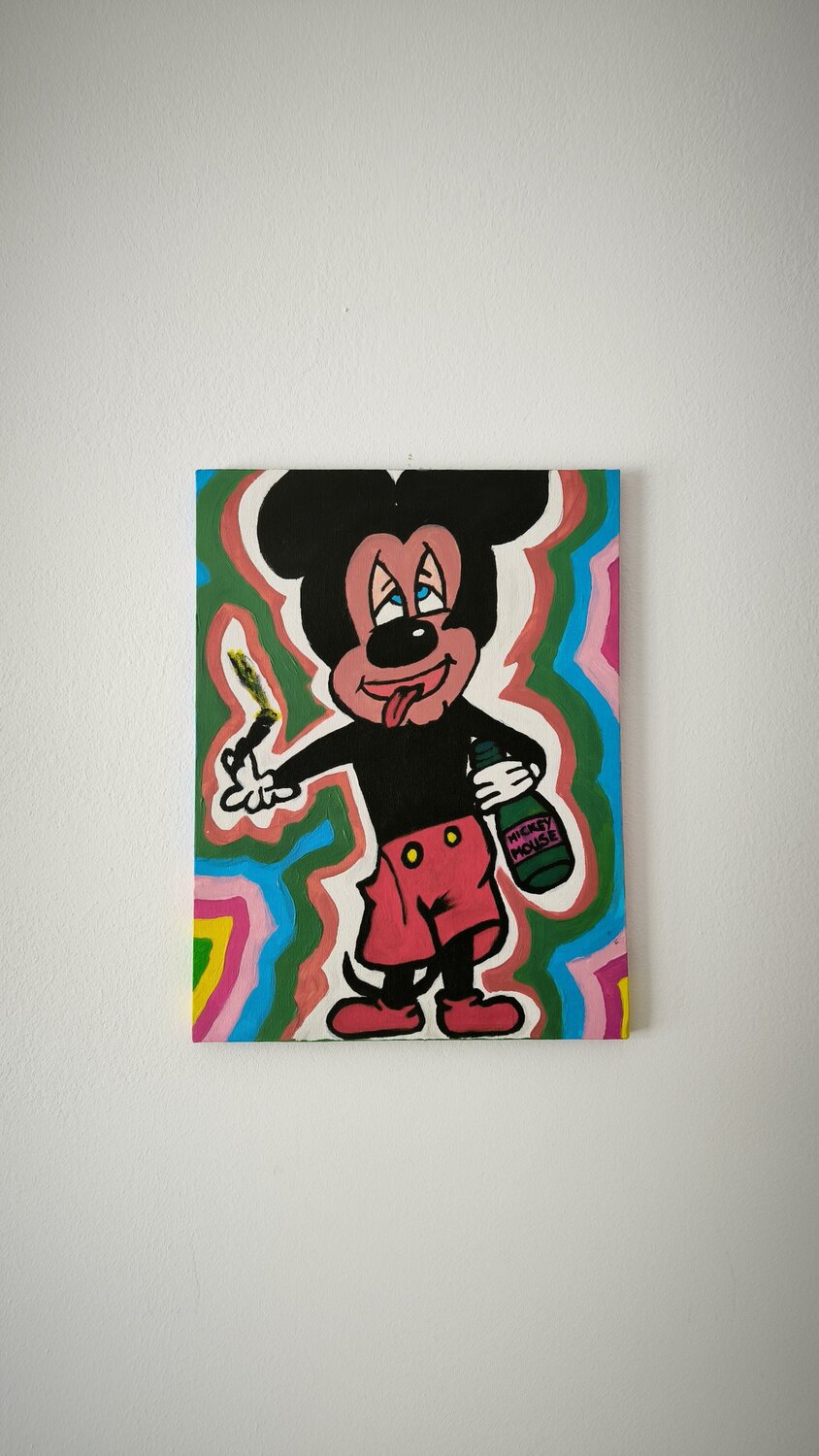 Mickey get's drunken - Tanya Silva - Acryl auf Leinwand