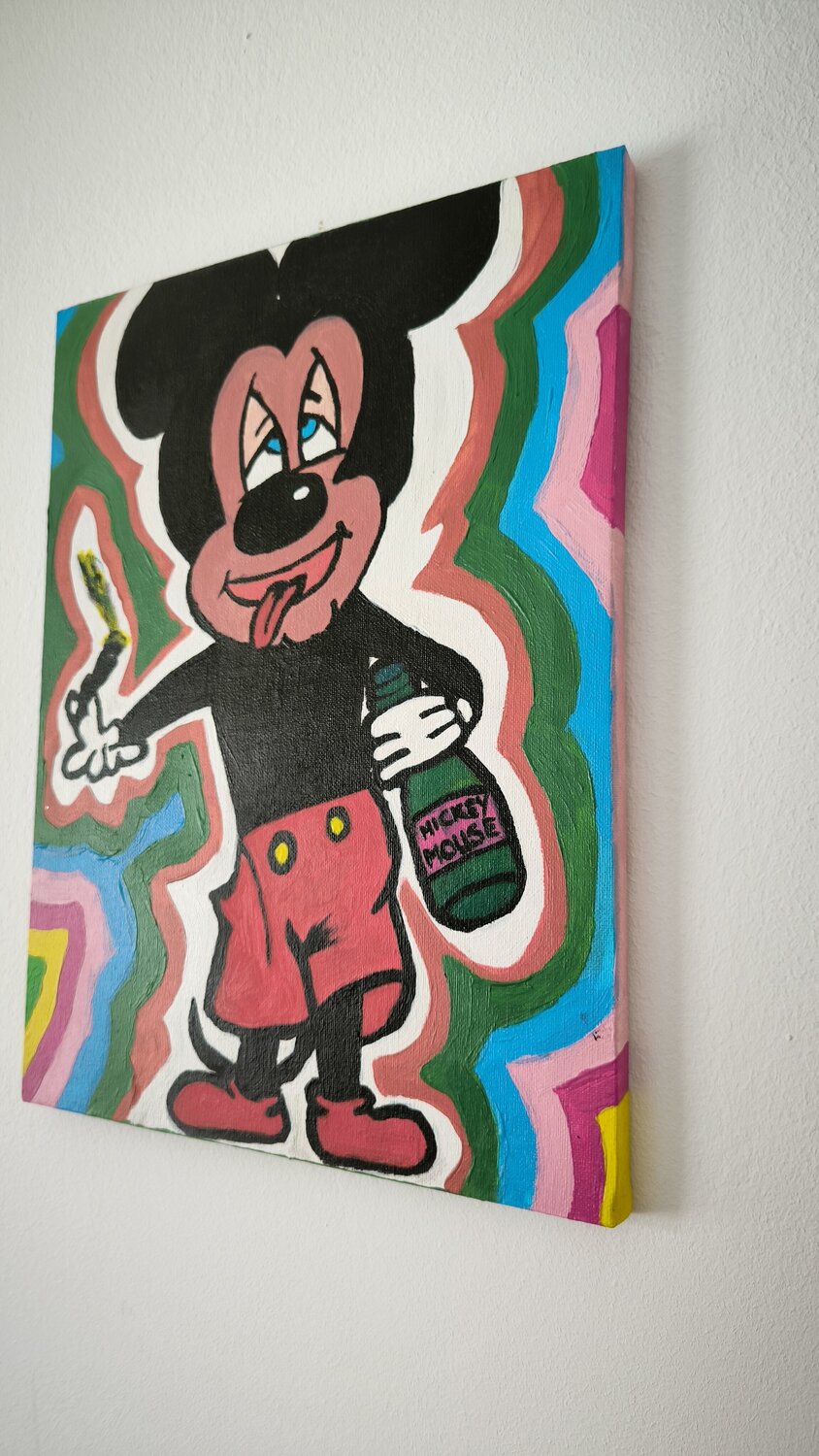 Mickey get's drunken - Tanya Silva - Acryl auf Leinwand