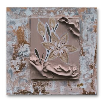 Golden Flowers - Tanya Silva - Acryl, Sand auf Leinwand