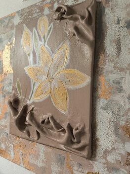 Golden Flowers - Tanya Silva - Acryl, Sand auf Leinwand