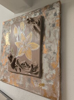 Golden Flowers - Tanya Silva - Acryl, Sand auf Leinwand