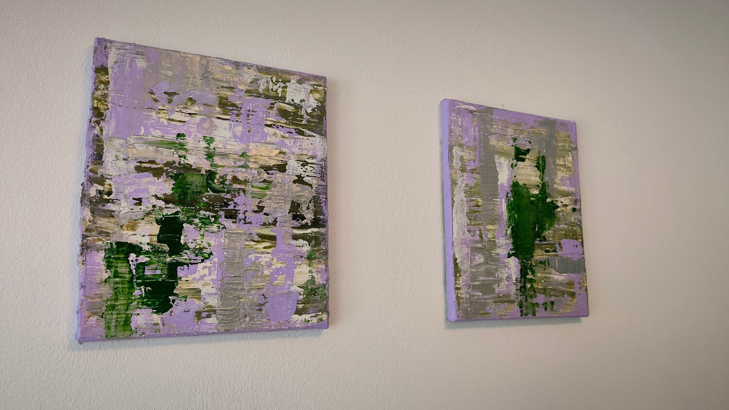 "Flow" lila ones x2 à 25x30 - Tanya Silva - Acryl, Zement auf Leinwand