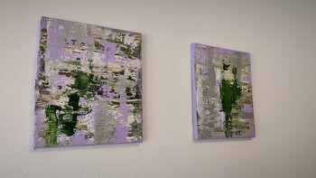 "Flow" lila ones x2 à 25x30 - Tanya Silva - Acryl, Zement auf Leinwand