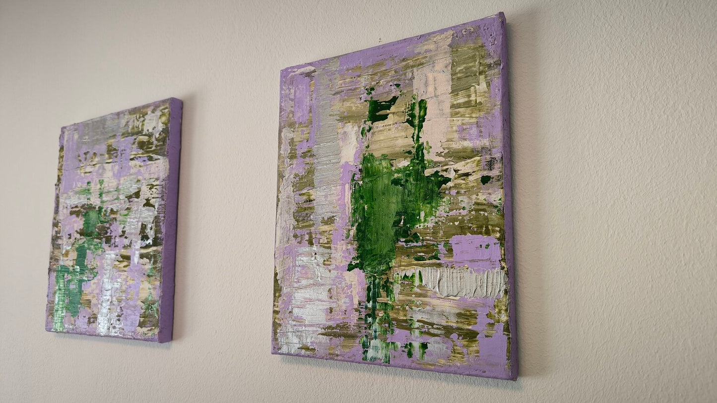 "Flow" lila ones x2 à 25x30 - Tanya Silva - Acryl, Zement auf Leinwand