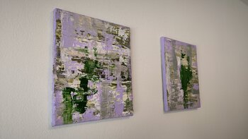 "Flow" lila ones x2 à 25x30 - Tanya Silva - Acryl, Zement auf Leinwand