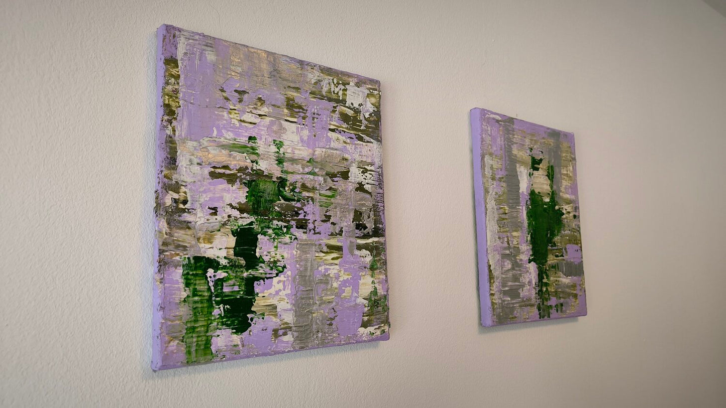 "Flow" lila ones x2 à 25x30 - Tanya Silva - Acryl, Zement auf Leinwand