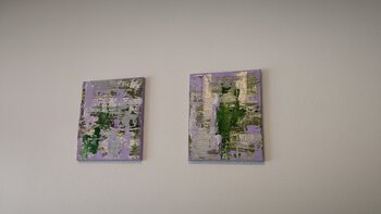"Flow" lila ones x2 à 25x30 - Tanya Silva - Acryl, Zement auf Leinwand