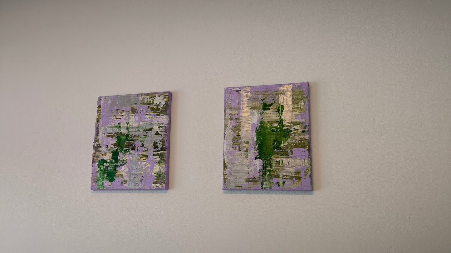 "Flow" lila ones x2 à 25x30 - Tanya Silva - Acryl, Zement auf Leinwand