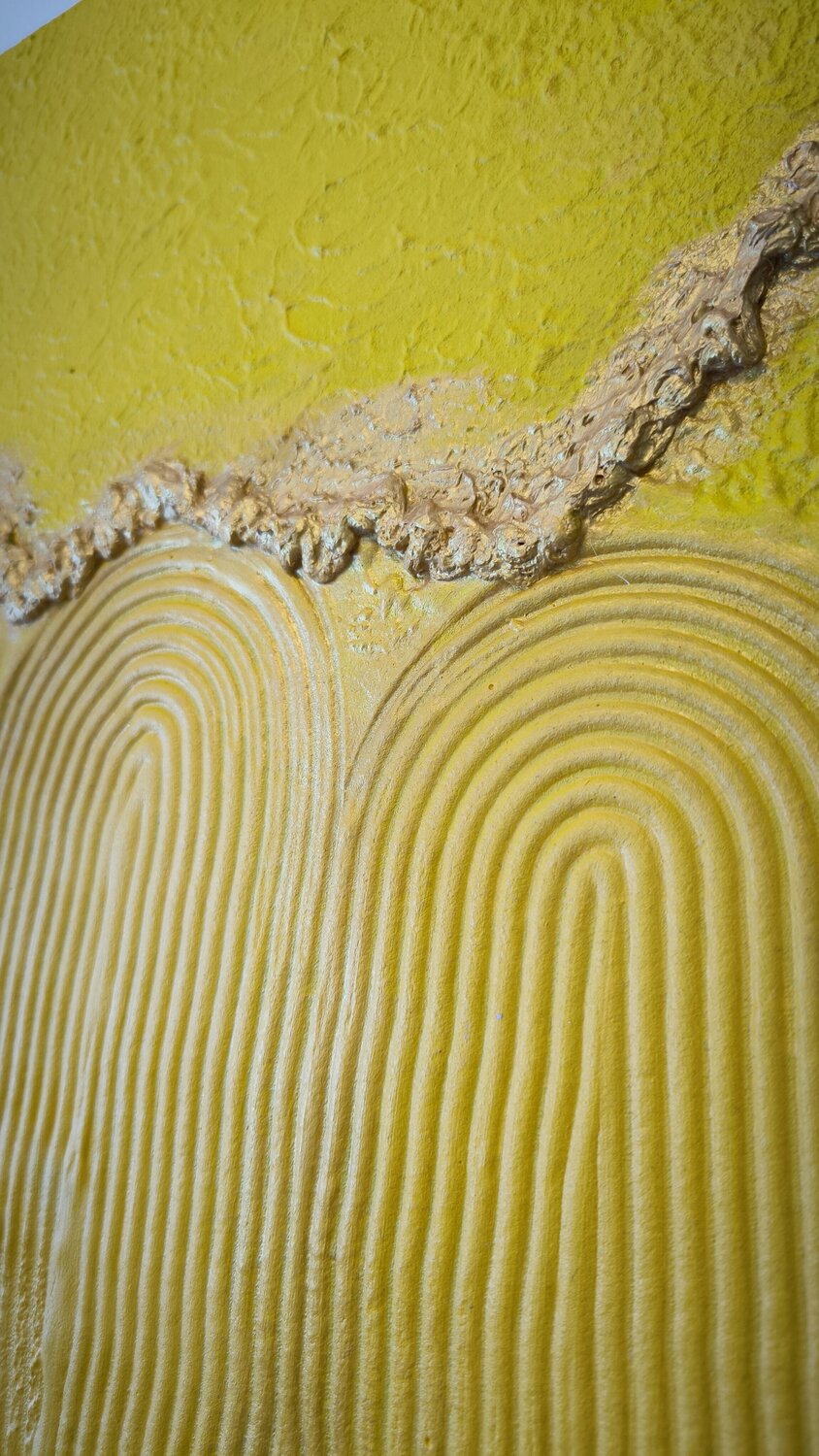 Yellow Vibes - Tanya Silva - Acryl, Zement auf Leinwand