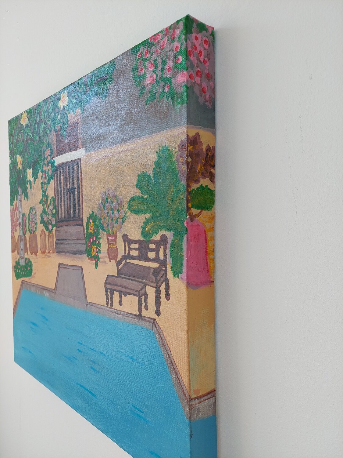 Mediterráneo - Dreamhouse with pool - Tanya Silva - Acryl auf Leinwand