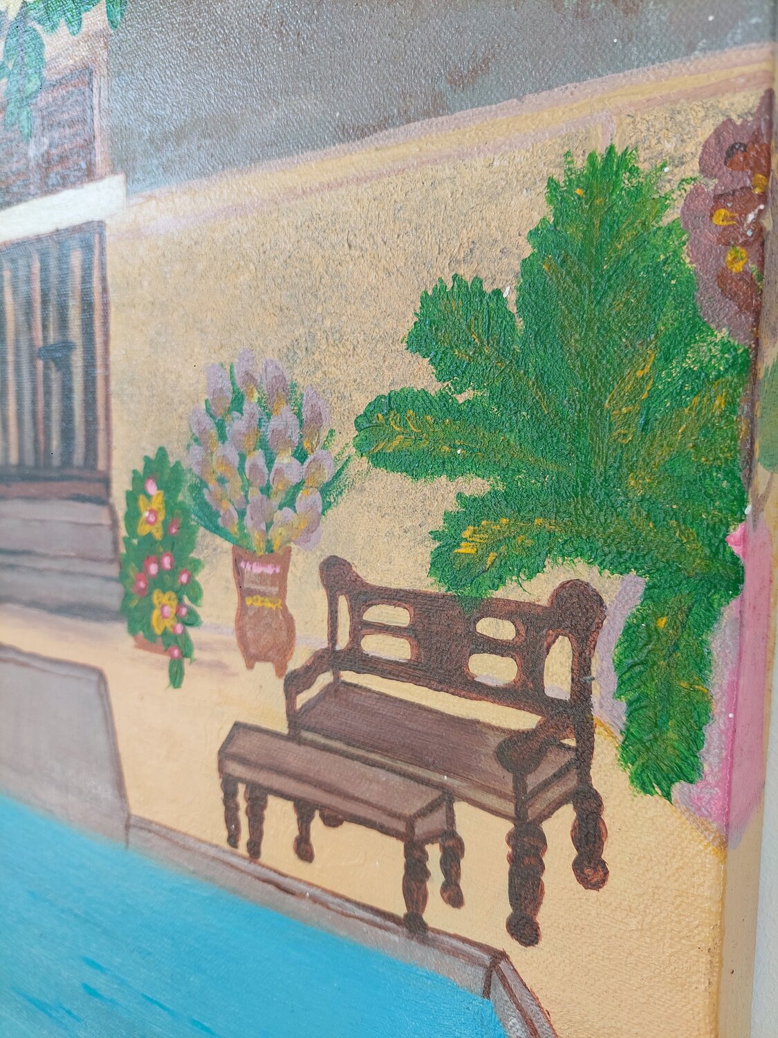 Mediterráneo - Dreamhouse with pool - Tanya Silva - Acryl auf Leinwand