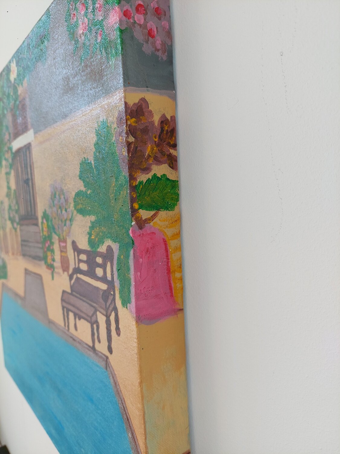 Mediterráneo - Dreamhouse with pool - Tanya Silva - Acryl auf Leinwand