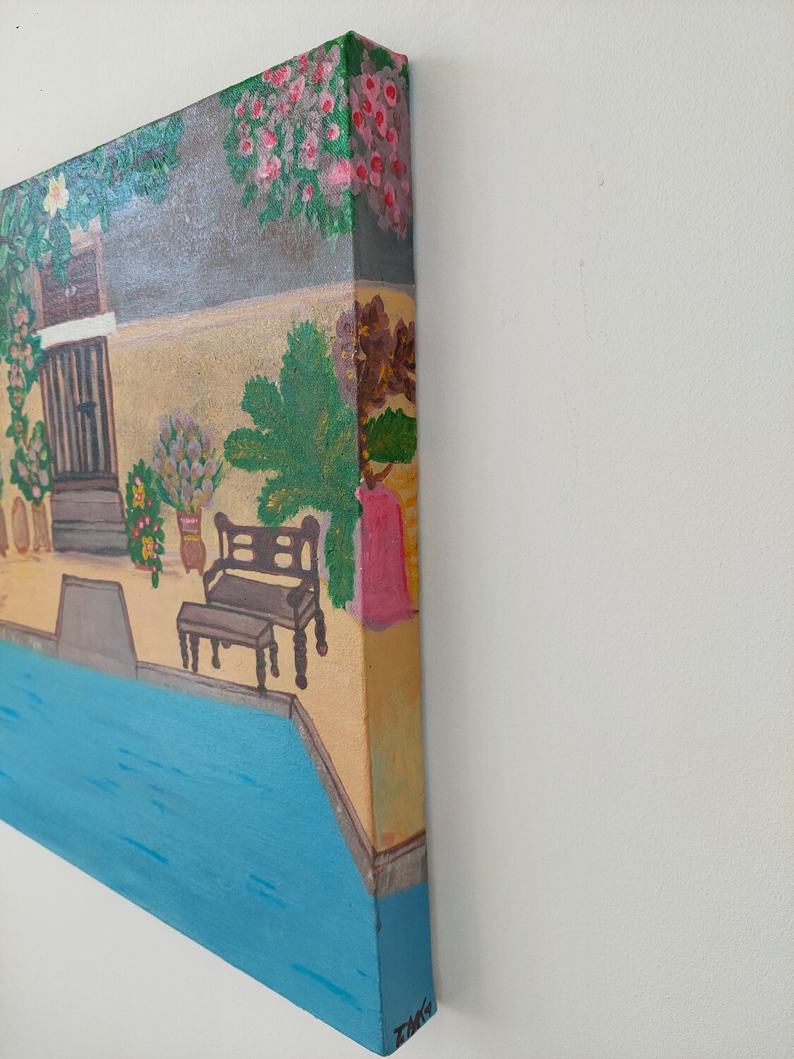 Mediterráneo - Dreamhouse with pool - Tanya Silva - Acryl auf Leinwand
