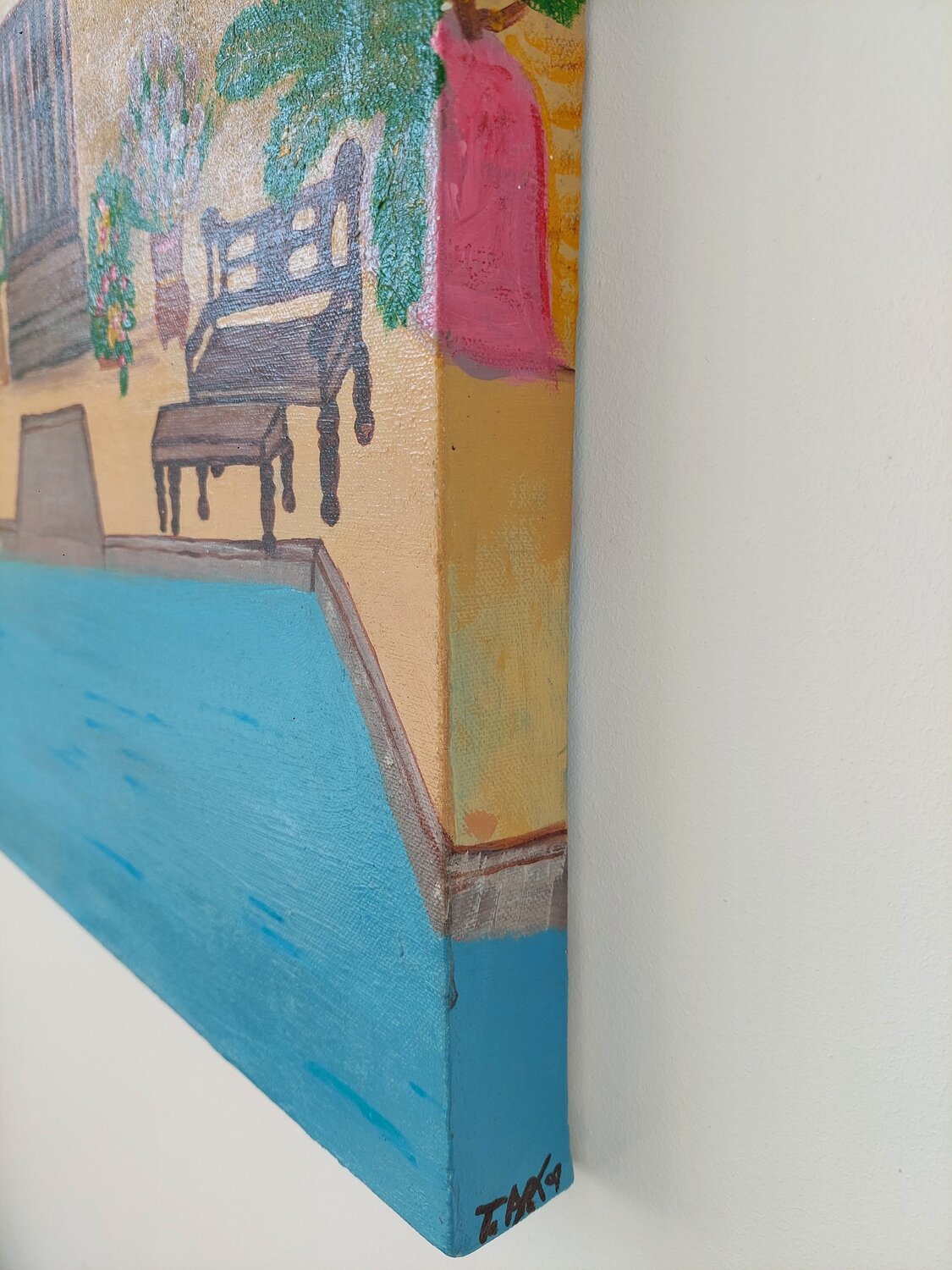 Mediterráneo - Dreamhouse with pool - Tanya Silva - Acryl auf Leinwand