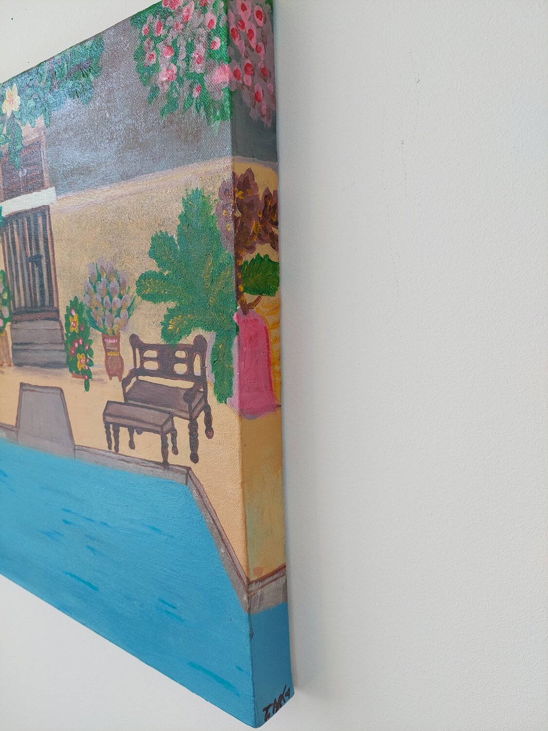 Mediterráneo - Dreamhouse with pool - Tanya Silva - Acryl auf Leinwand