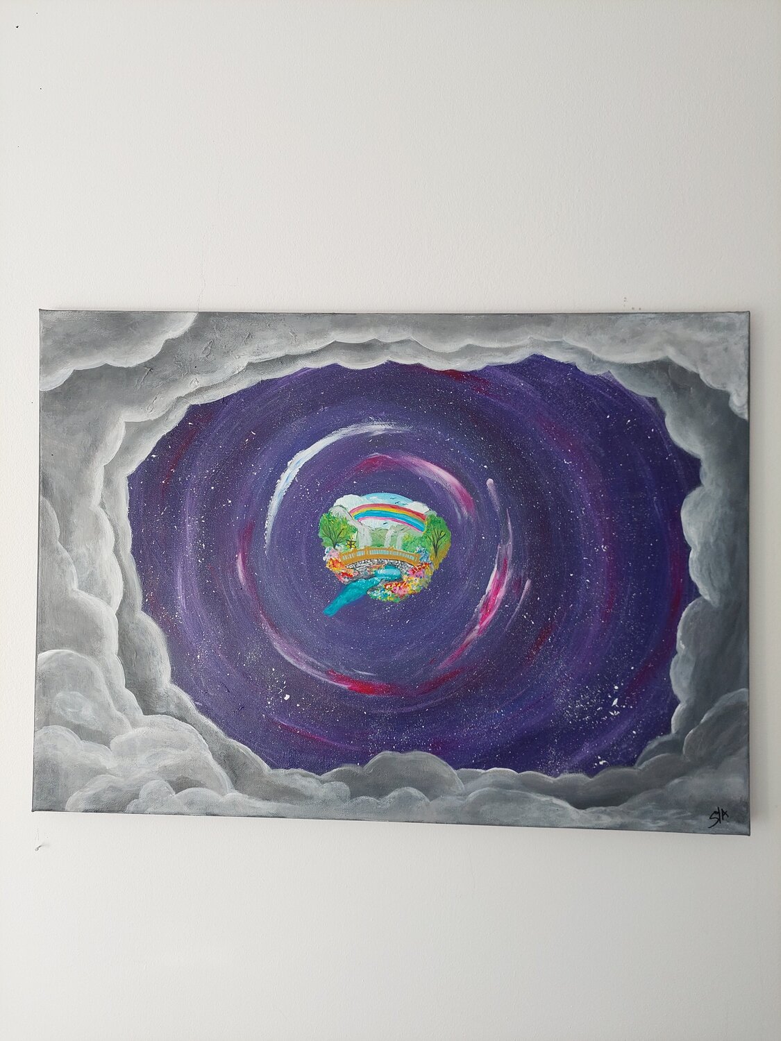 Through your shadows you reach the true parallel world. - Tanya Silva - Acryl, Öl auf Leinwand