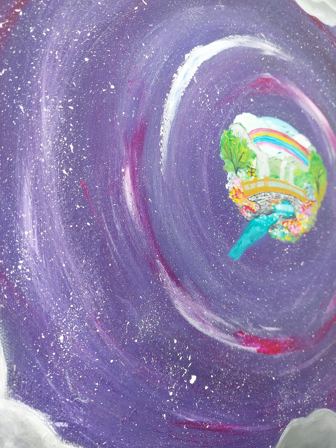 Through your shadows you reach the true parallel world. - Tanya Silva - Acryl, Öl auf Leinwand