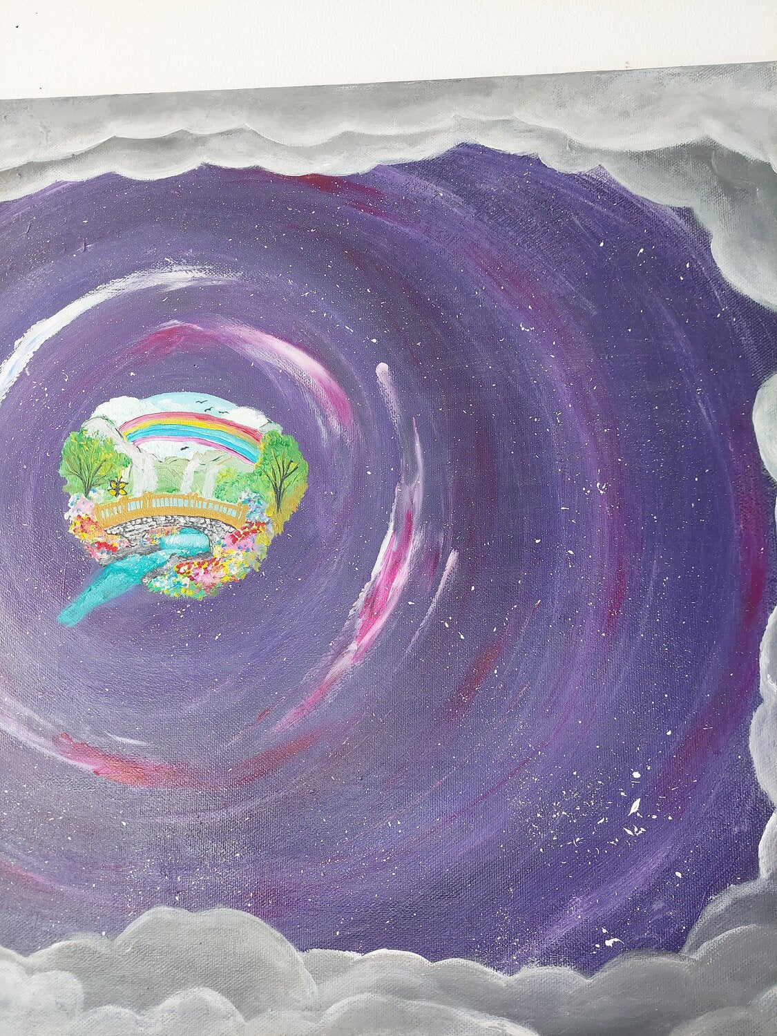 Through your shadows you reach the true parallel world. - Tanya Silva - Acryl, Öl auf Leinwand