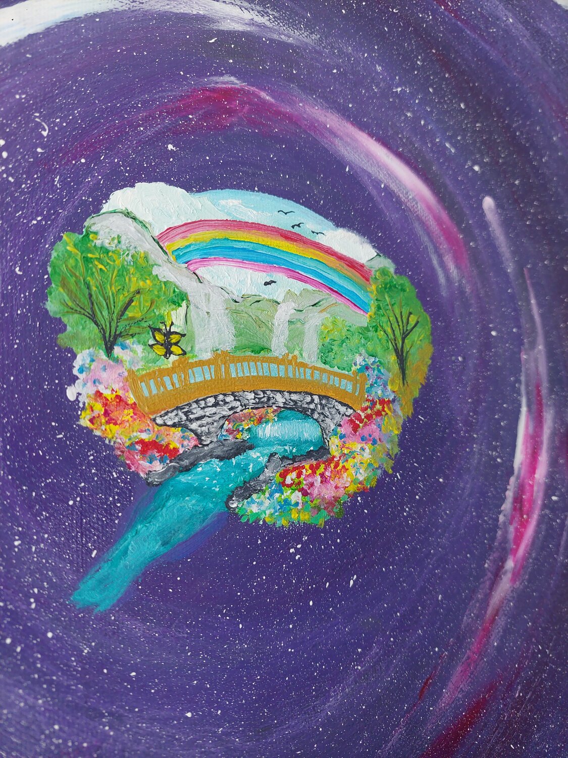Through your shadows you reach the true parallel world. - Tanya Silva - Acryl, Öl auf Leinwand