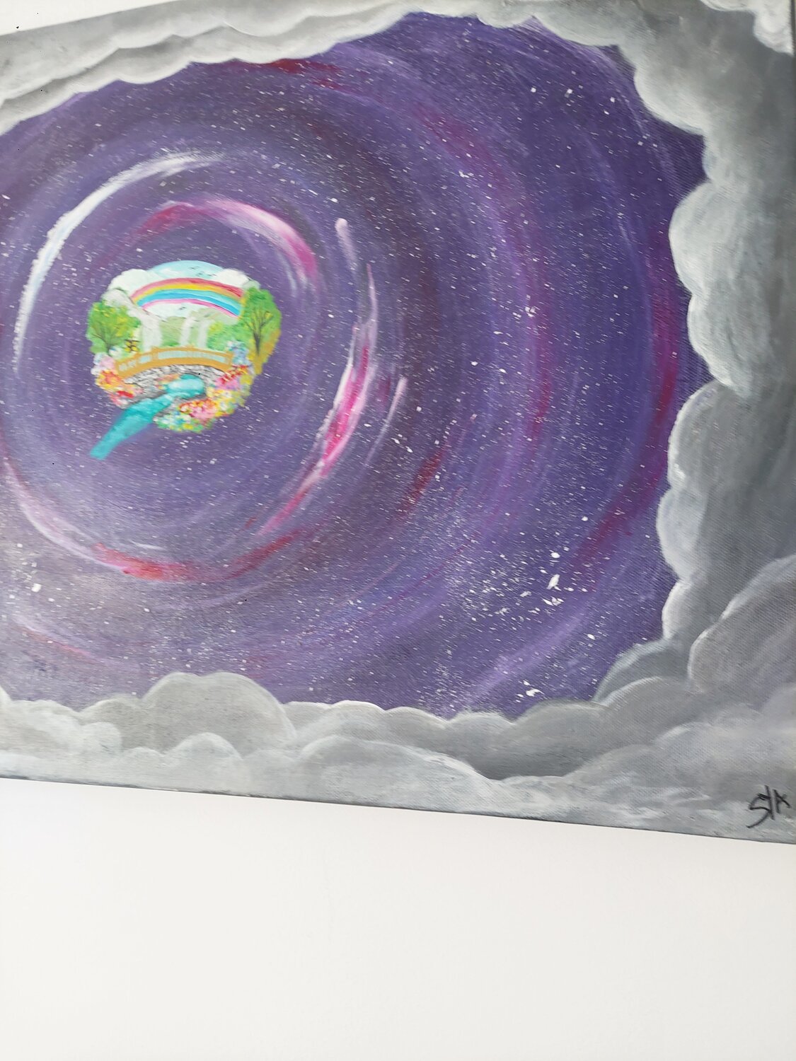 Through your shadows you reach the true parallel world. - Tanya Silva - Acryl, Öl auf Leinwand
