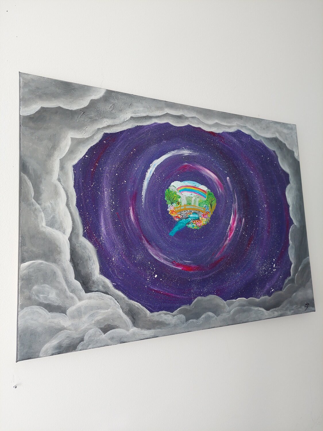 Through your shadows you reach the true parallel world. - Tanya Silva - Acryl, Öl auf Leinwand