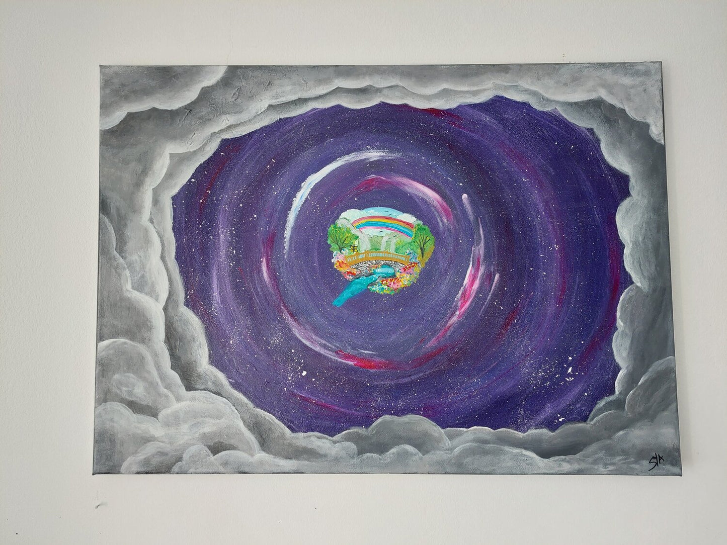 Through your shadows you reach the true parallel world. - Tanya Silva - Acryl, Öl auf Leinwand