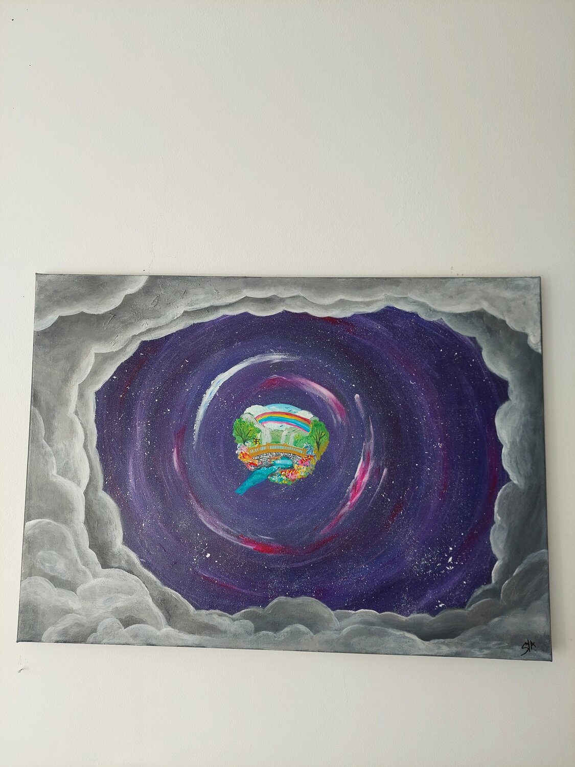 Through your shadows you reach the true parallel world. - Tanya Silva - Acryl, Öl auf Leinwand