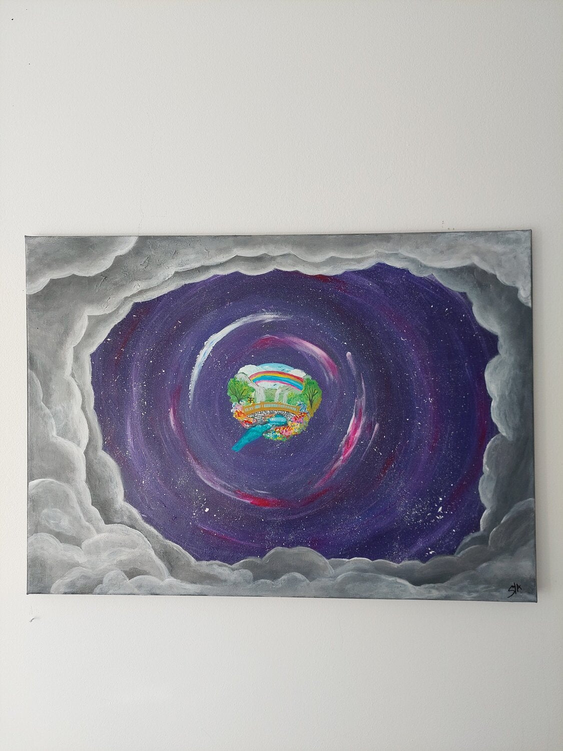 Through your shadows you reach the true parallel world. - Tanya Silva - Acryl, Öl auf Leinwand