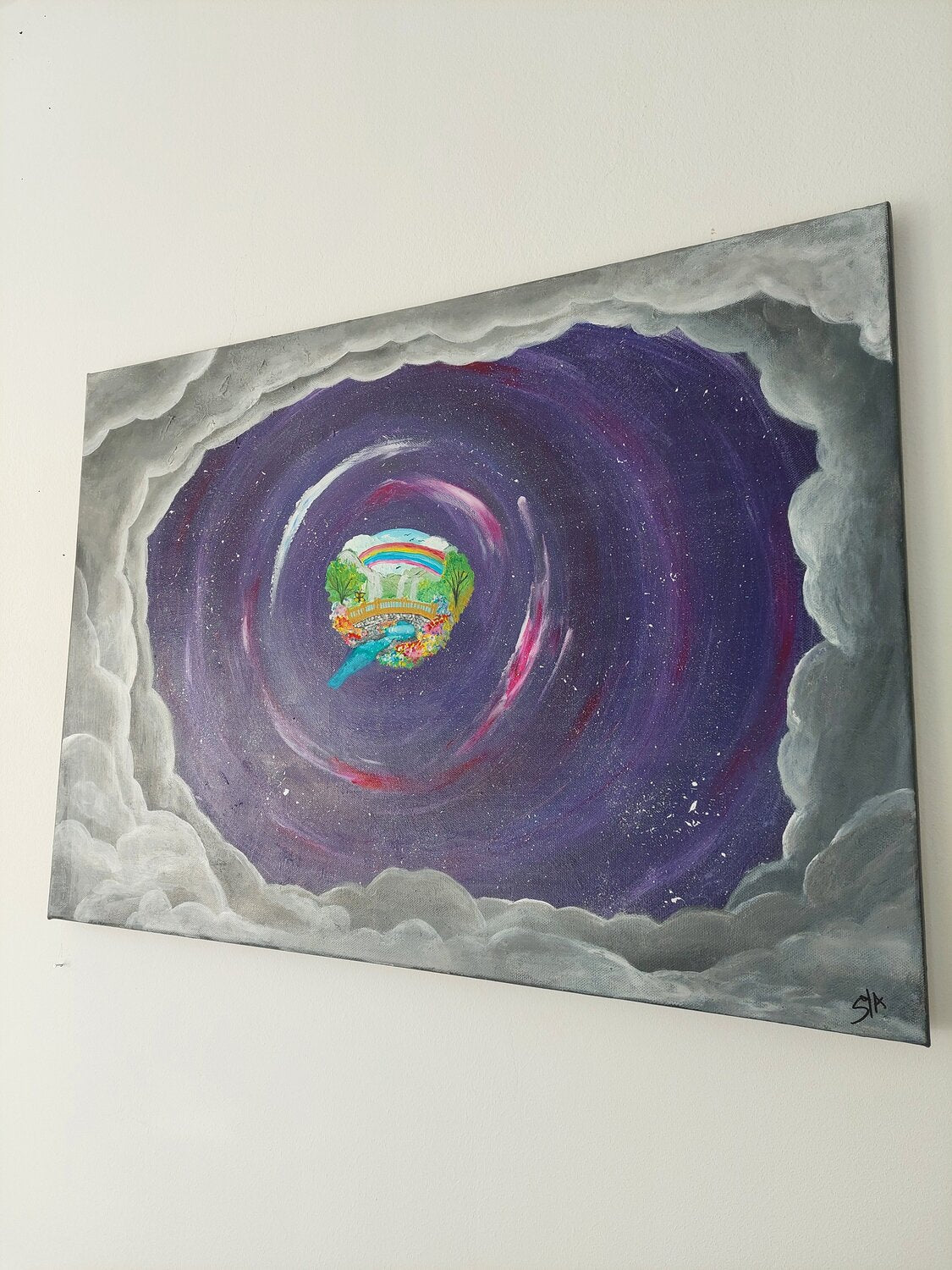 Through your shadows you reach the true parallel world. - Tanya Silva - Acryl, Öl auf Leinwand