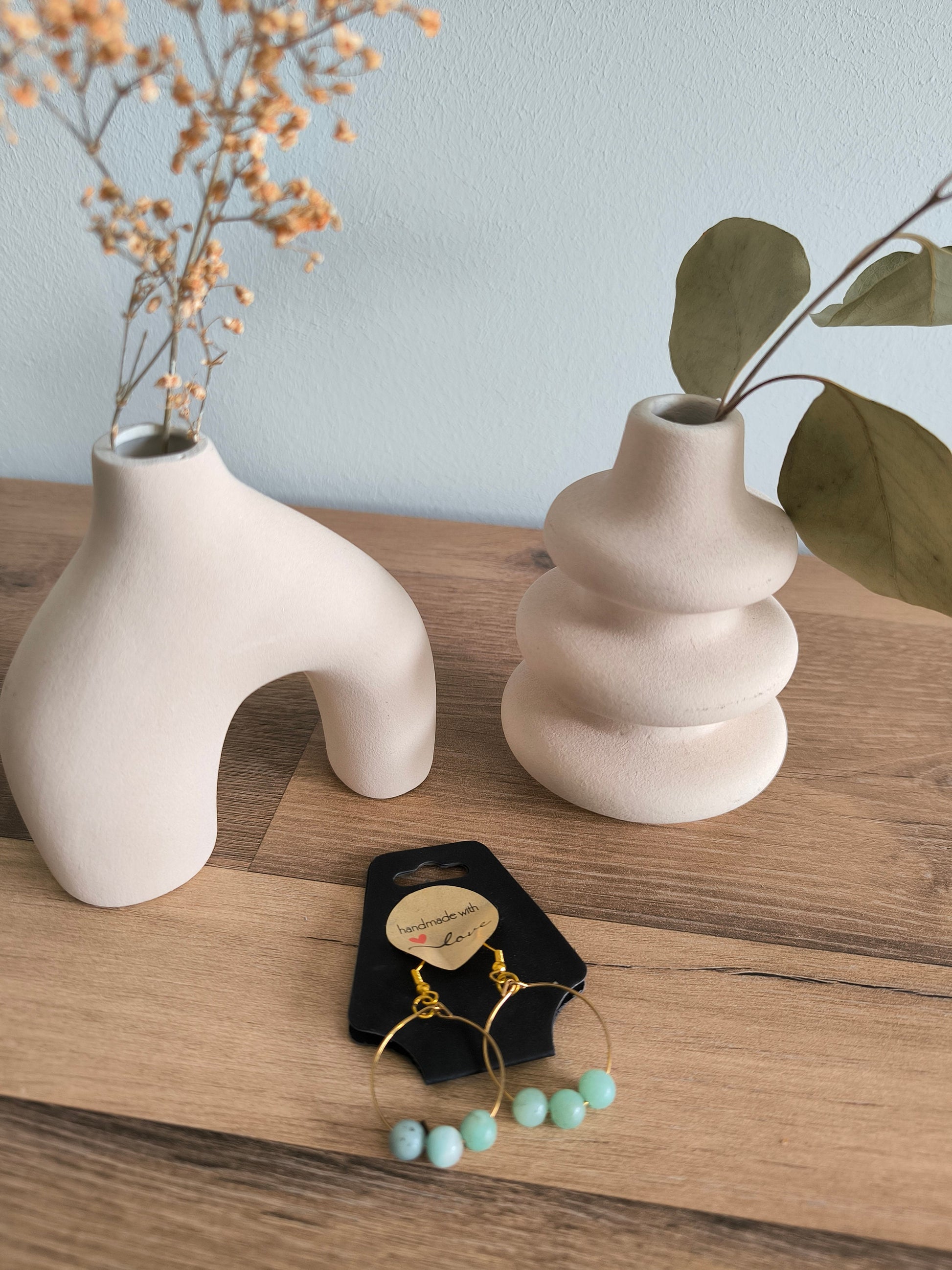 Aquamarine Edelstein | Gemstone Perlen | Creolen | Hochzeit | Boho Style Damen | Ohrringe | Geschenk für Sie | Style | Modern | handmade