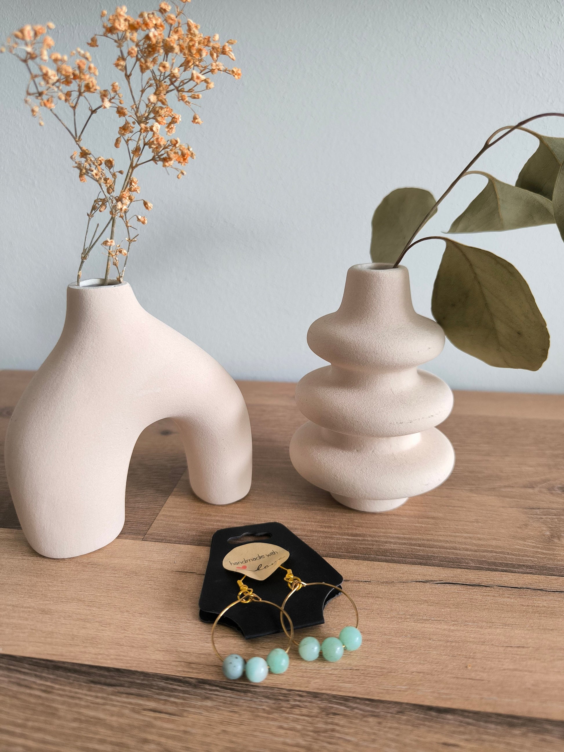 Aquamarine Edelstein | Gemstone Perlen | Creolen | Hochzeit | Boho Style Damen | Ohrringe | Geschenk für Sie | Style | Modern | handmade