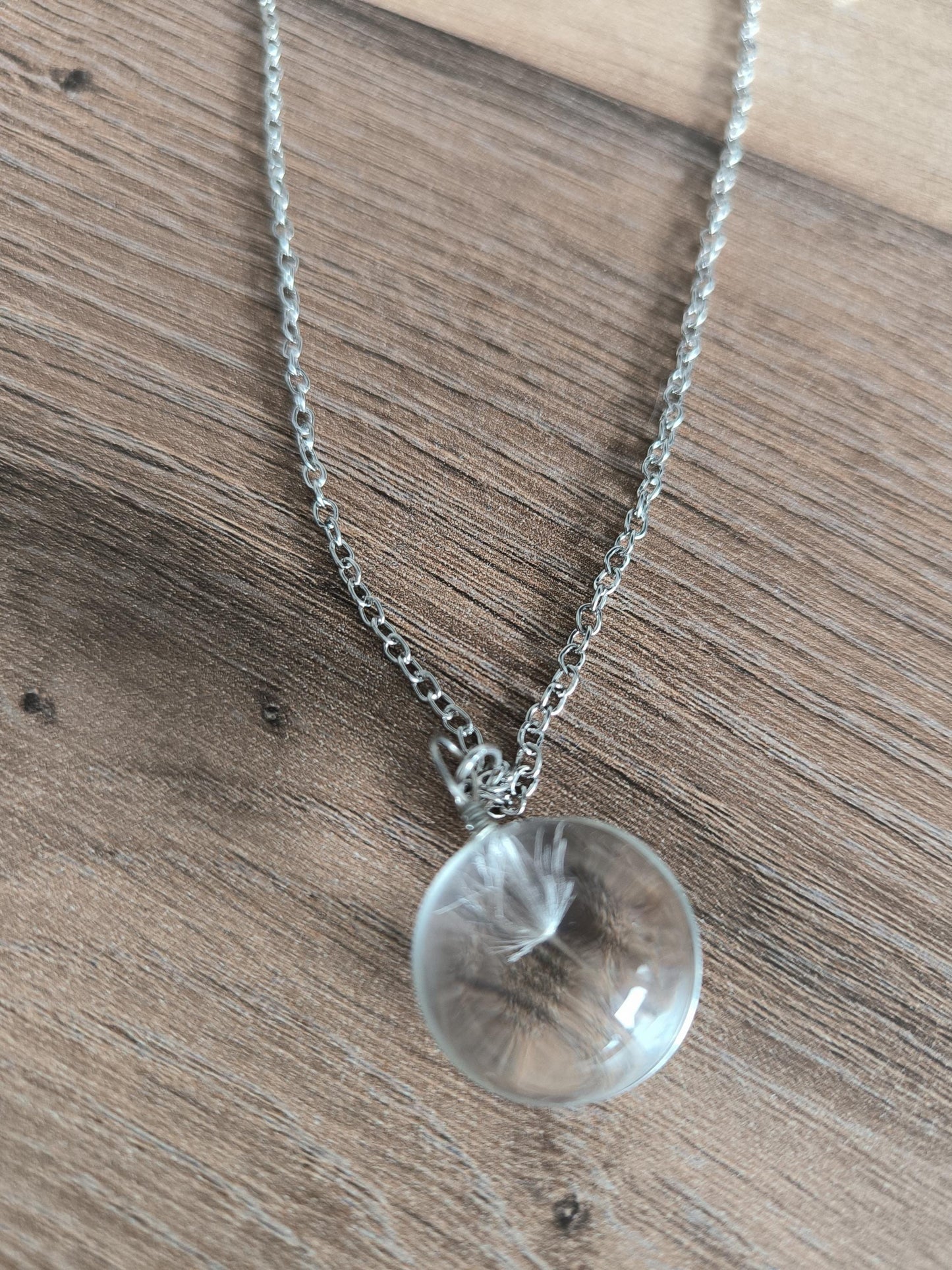 Pusteblumen Kette Edelstahl – Glasperlen Kette mit echter Pusteblume, Wunschkette, spirituelle Halskette, Geschenk für Frauen