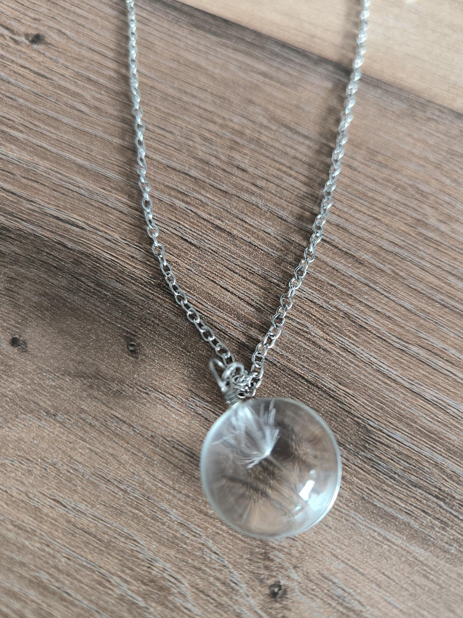Pusteblumen Kette Edelstahl – Glasperlen Kette mit echter Pusteblume, Wunschkette, spirituelle Halskette, Geschenk für Frauen