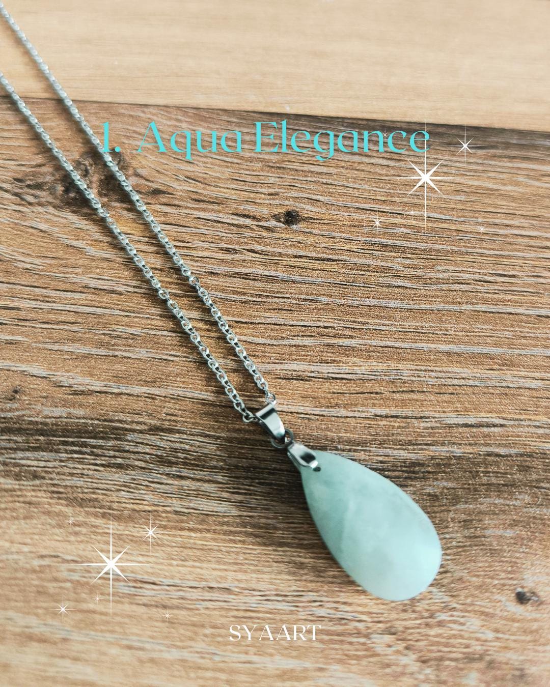 Edelstahl-Halskette mit Edelstein Anhänger, Aquamarin, Tigerauge, Labradorit, geschliffen, Boho, Modern, Geschenk für Sie, Stainless Steel