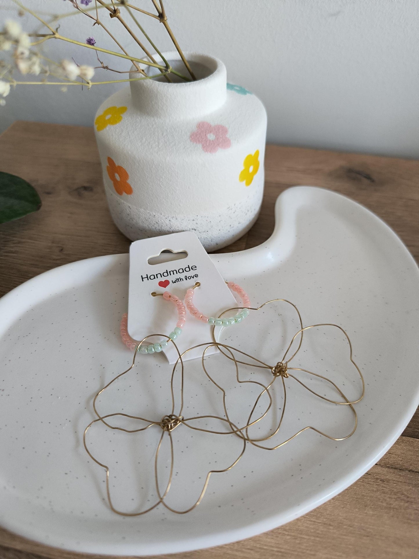 Blossom Hoops, Creolen, Blumen Anhänger, Perlen, Schmuck für Sie, DIY Schmuck, Boho Style, Jewelry, Gift for her