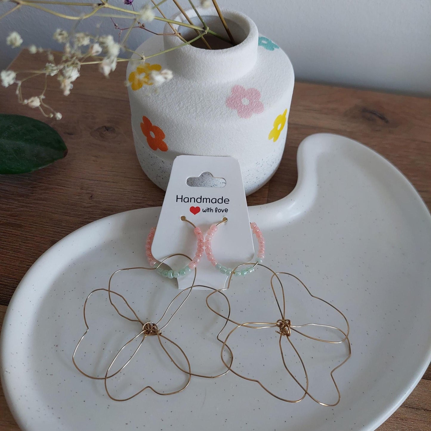 Blossom Hoops, Creolen, Blumen Anhänger, Perlen, Schmuck für Sie, DIY Schmuck, Boho Style, Jewelry, Gift for her