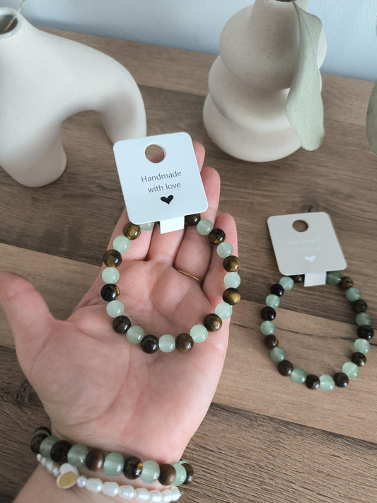 Tigerauge Jade Armband | Edelsteinarmband Unisex | Gummiband Handmade | Boho Männerarmband | Boho Frauenschmuck | Moneymanifestation Schmuck