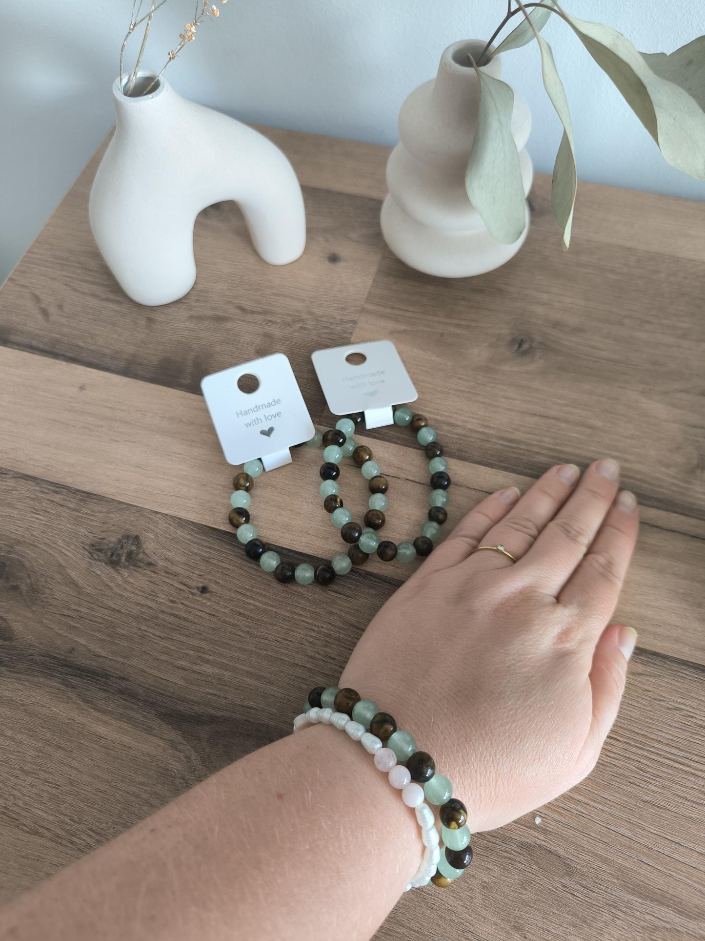 Tigerauge Jade Armband | Edelsteinarmband Unisex | Gummiband Handmade | Boho Männerarmband | Boho Frauenschmuck | Moneymanifestation Schmuck