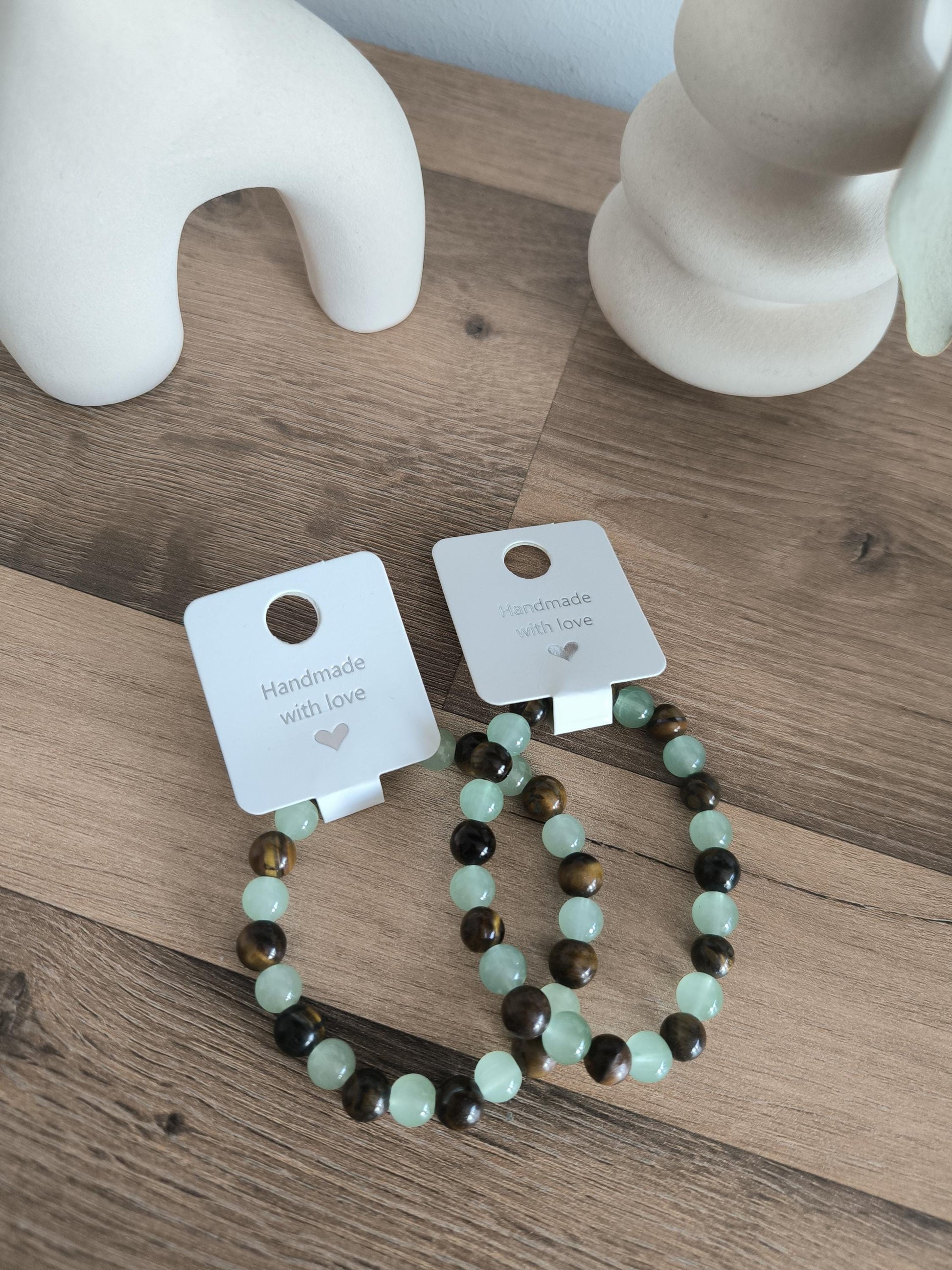 Tigerauge Jade Armband | Edelsteinarmband Unisex | Gummiband Handmade | Boho Männerarmband | Boho Frauenschmuck | Moneymanifestation Schmuck