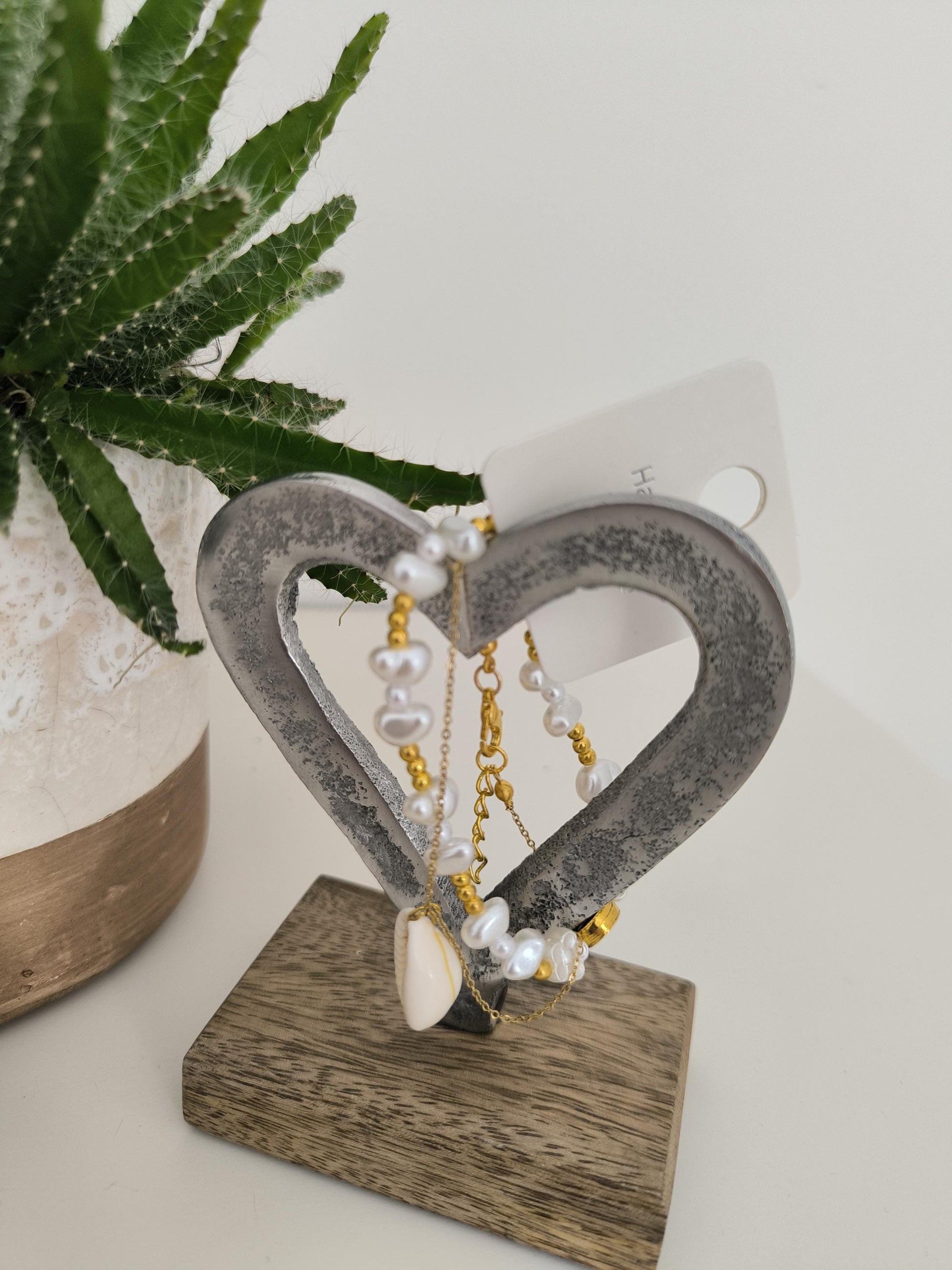 Sommer Armband Set Muschel Lebensbaum | Boho Schmuck Damen | Edelstahl vergoldet | Perlenarmband | Geschenk Idee |Strand Festival | Muschel