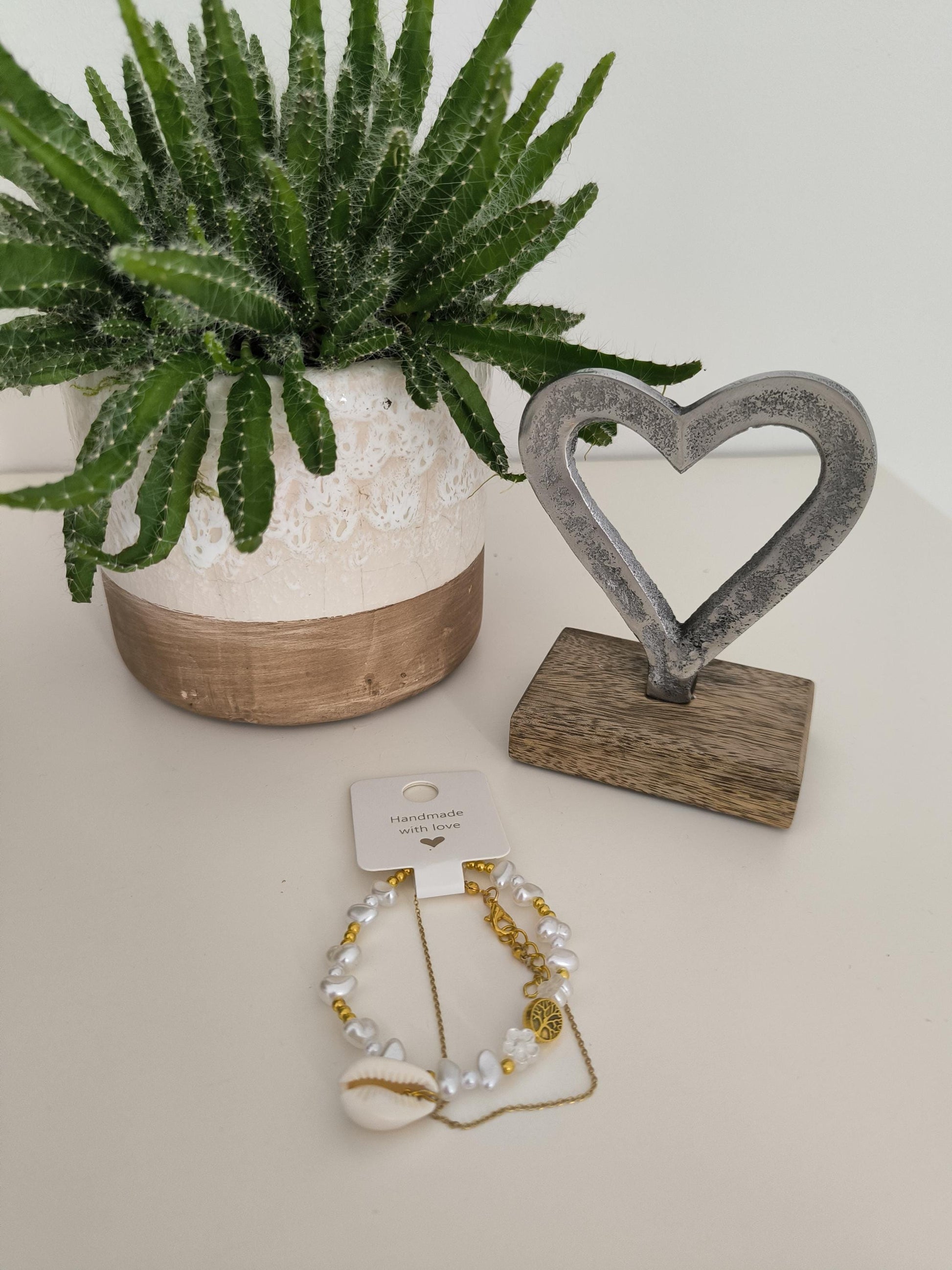 Sommer Armband Set Muschel Lebensbaum | Boho Schmuck Damen | Edelstahl vergoldet | Perlenarmband | Geschenk Idee |Strand Festival | Muschel