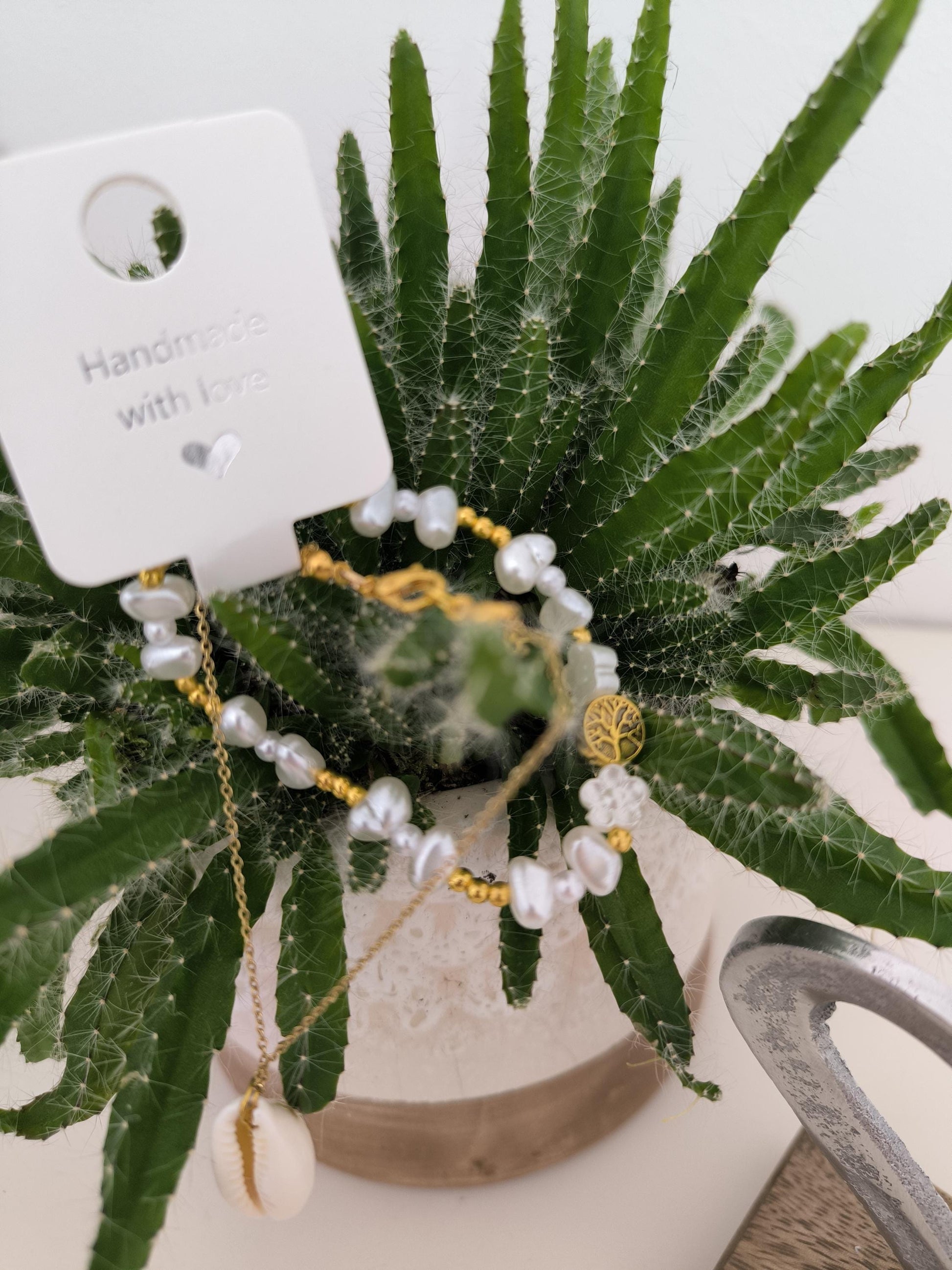 Sommer Armband Set Muschel Lebensbaum | Boho Schmuck Damen | Edelstahl vergoldet | Perlenarmband | Geschenk Idee |Strand Festival | Muschel