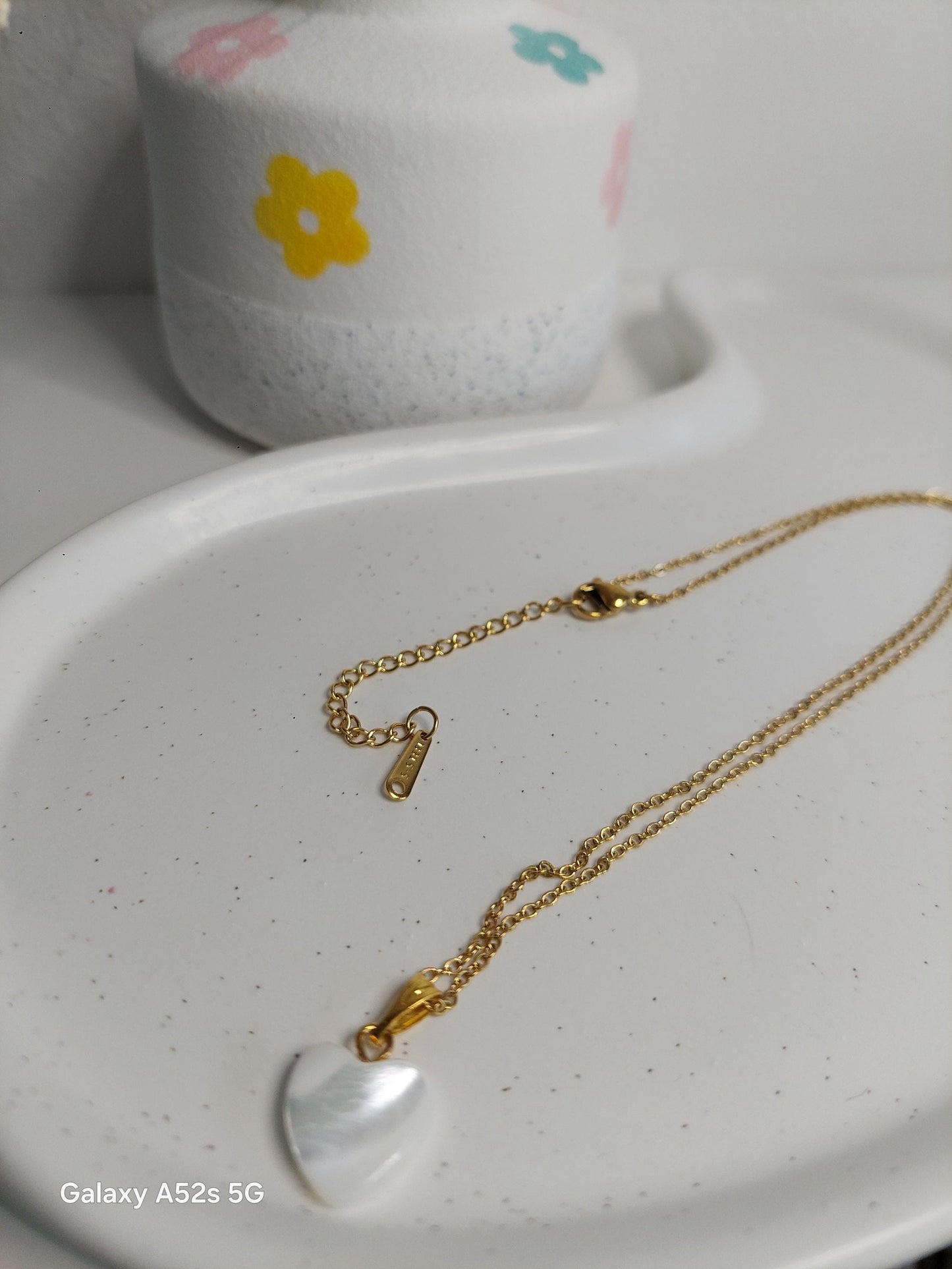 Vergoldete Edelstahl-Halskette mit Herzanhänger aus natürlicher Muschelperle | Elegant | Stilvoll | Gift for her | Hochzeit | StainlessSteel