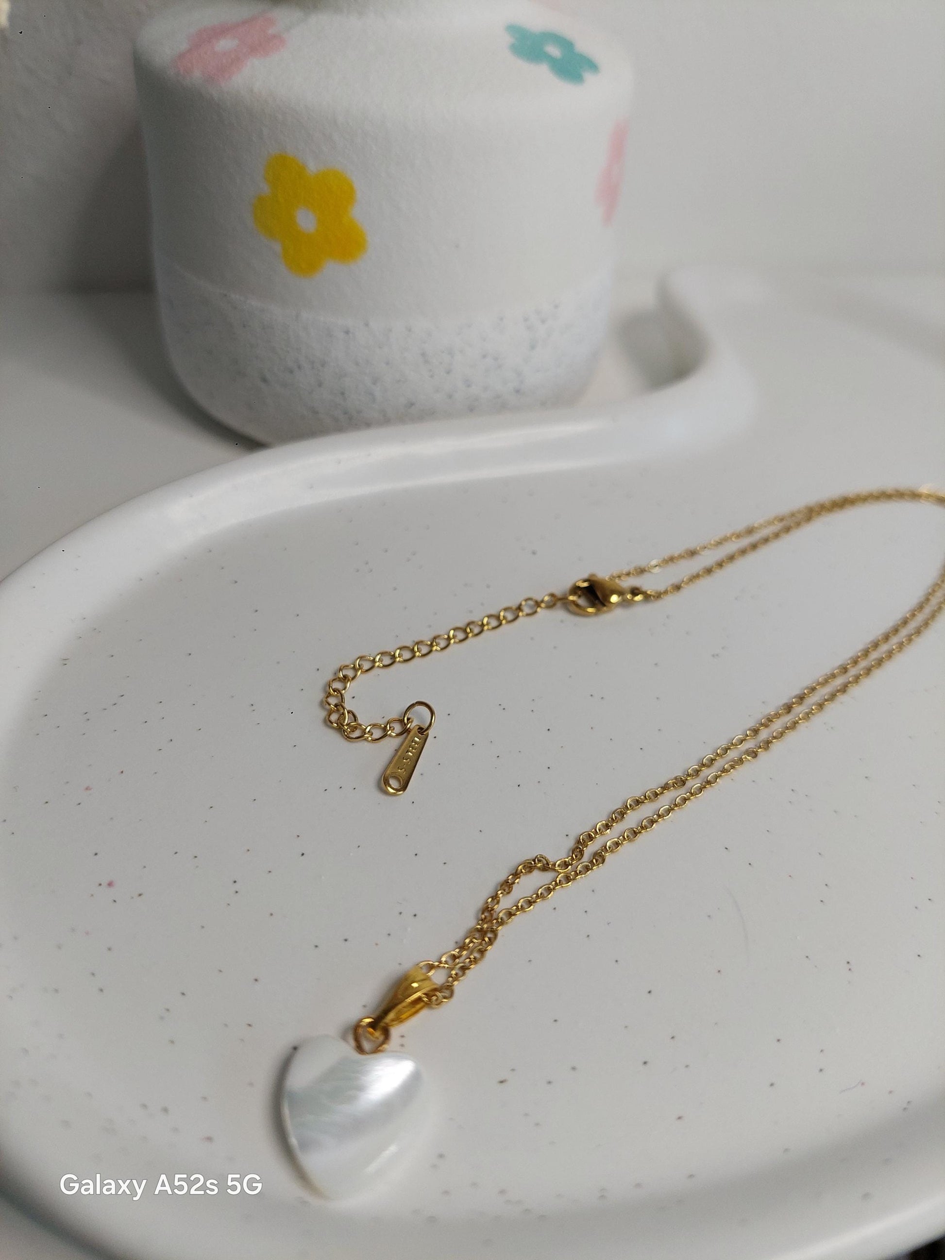 Vergoldete Edelstahl-Halskette mit Herzanhänger aus natürlicher Muschelperle | Elegant | Stilvoll | Gift for her | Hochzeit | StainlessSteel