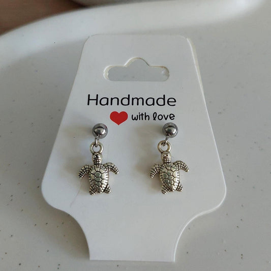 Schildkröten Ohrringe silber | Edelstahl versilbert | Tier Ohrstecker | maritimer Schmuck | Hängeohrringe handmade | Geschenk für sie | Boho
