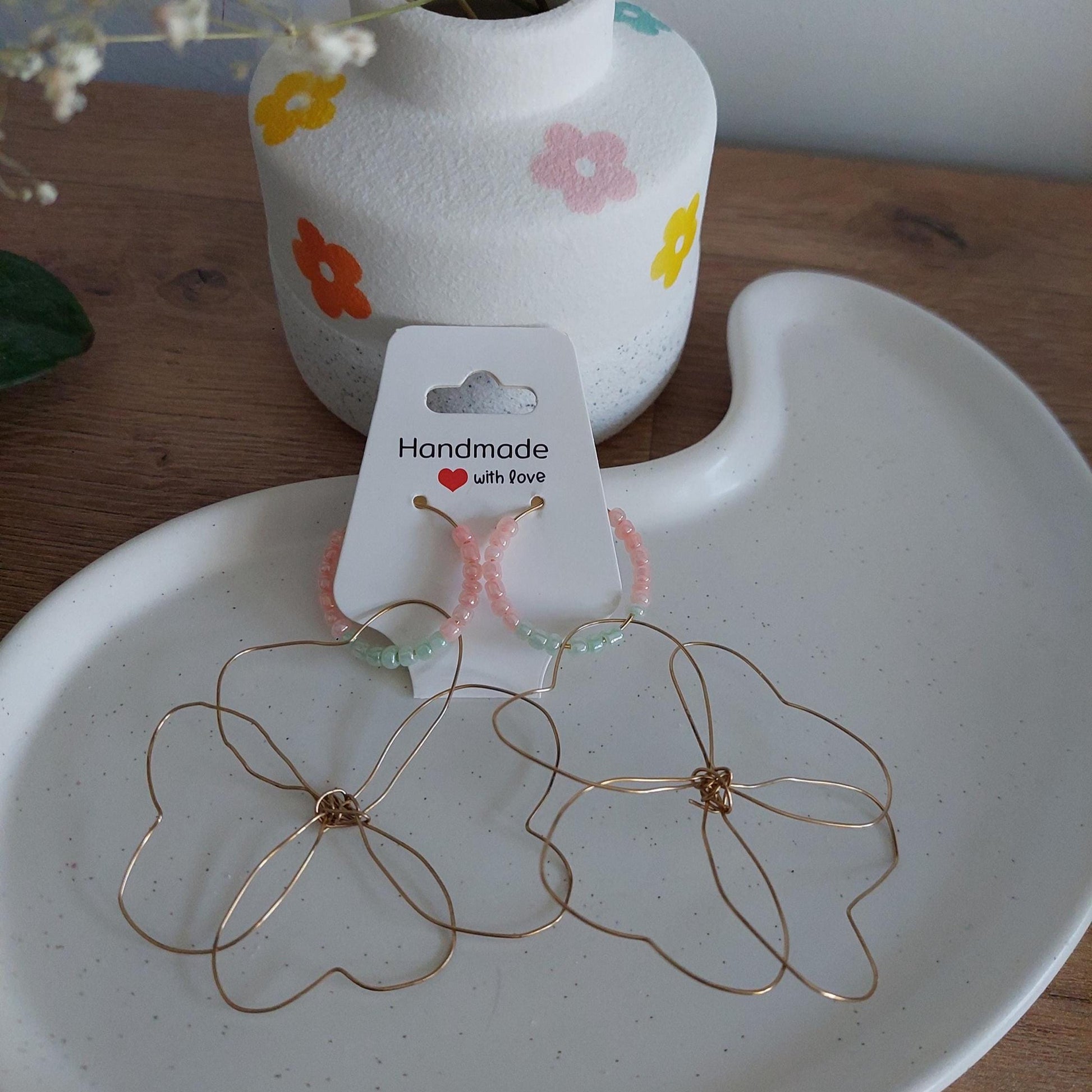 Blossom Hoops, Creolen, Blumen Anhänger, Perlen, Schmuck für Sie, DIY Schmuck, Boho Style, Jewelry, Gift for her