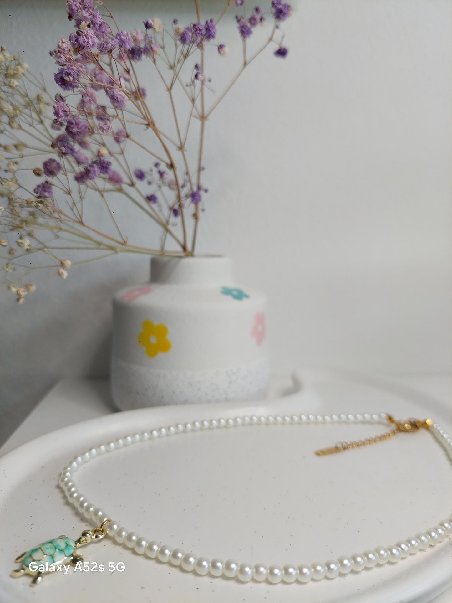 Schildkröten Halskette mit Perlen | Boho Perlenkette | Edelstahl vergoldet | Sommer Schmuck | Schildkröten Anhänger | Handmade| Geschenkidee