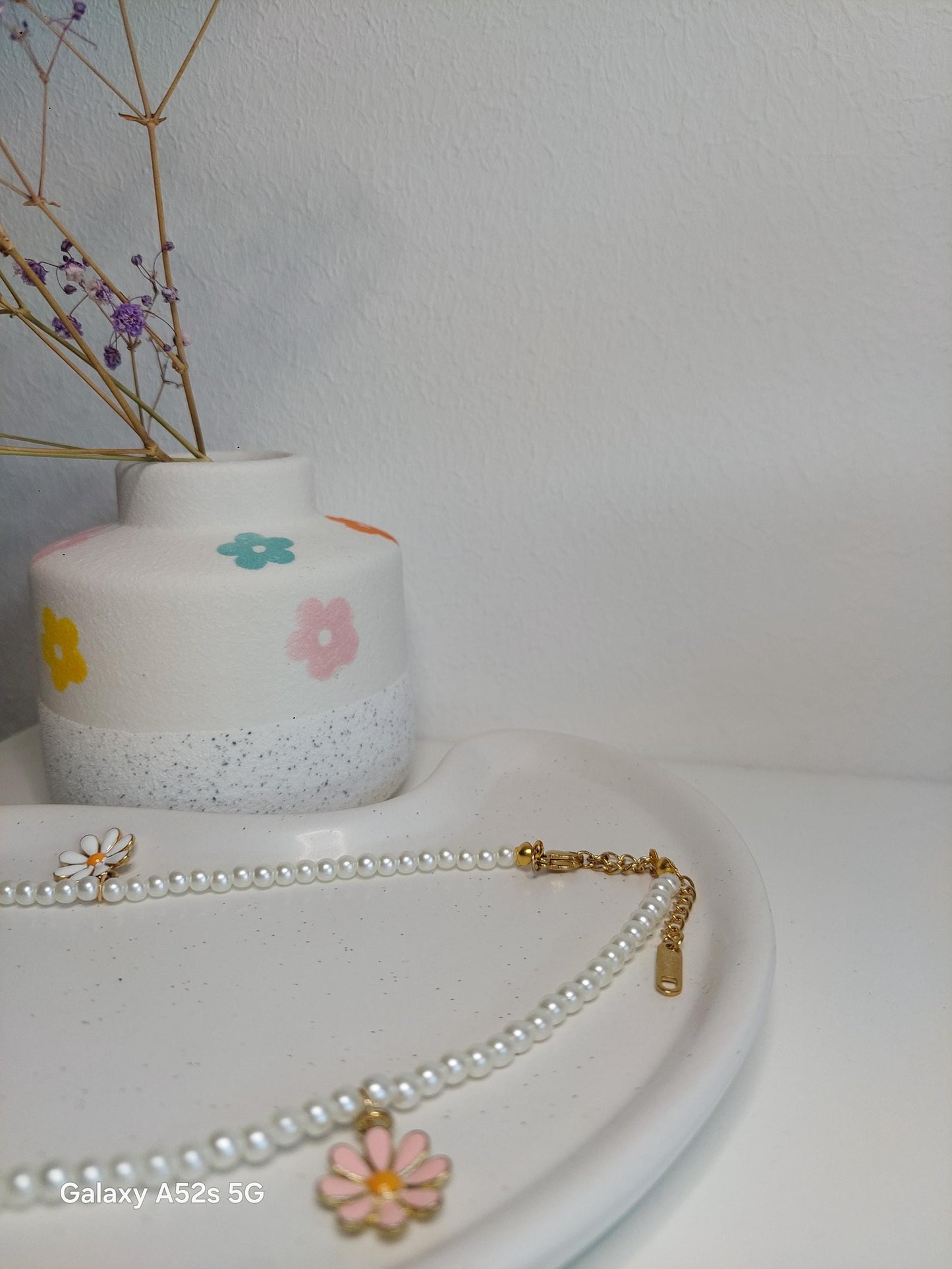 Perlenkette mit Blumen oder großen Perlen | Handmade | Sommer Boho Schmuck | Vintage Look | Edelstahl vergoldet | Edel | Hochzeit | Geschenk